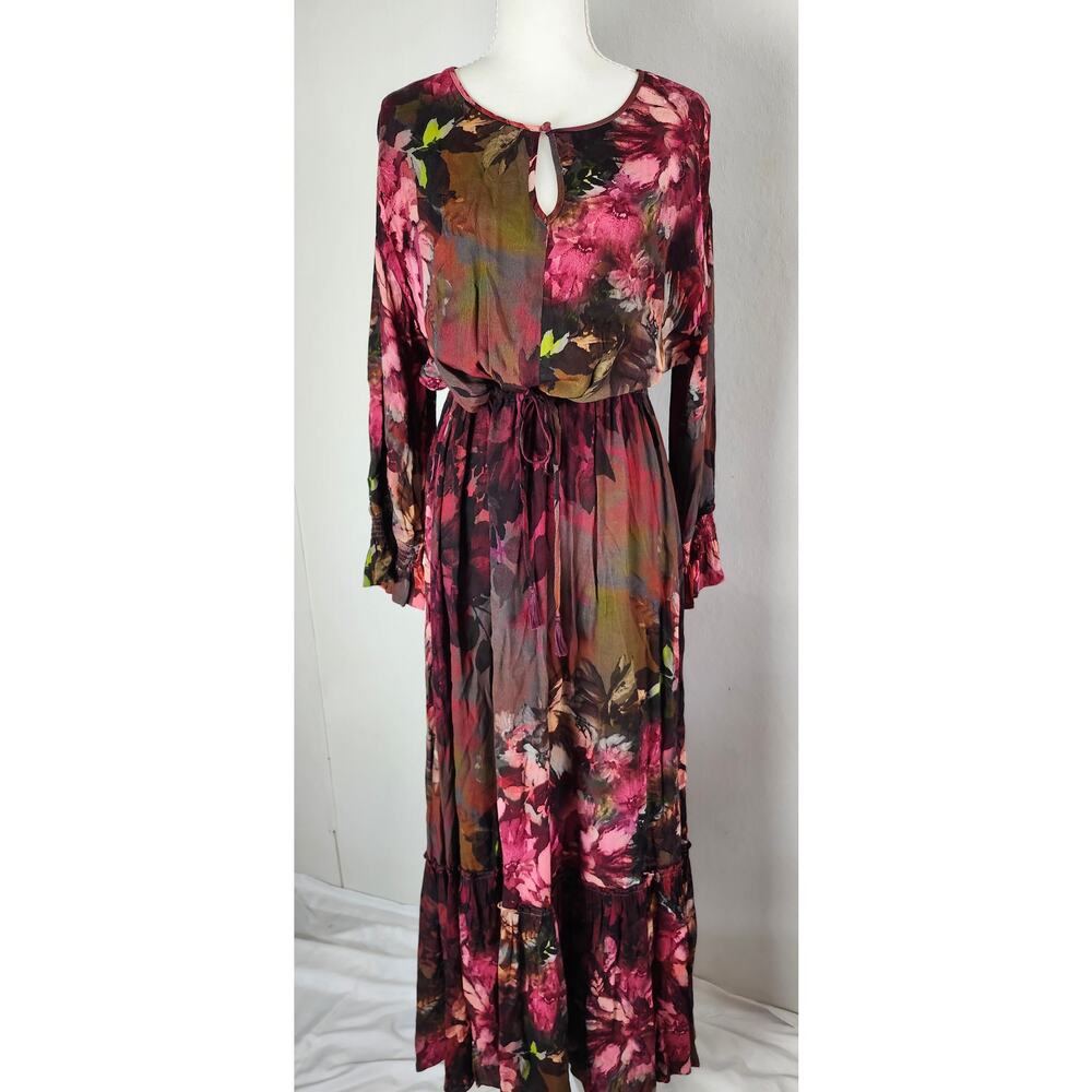 Soft Surroundings Natural Romance Floral Maxi Dress Women's M NWOT Boho Cottage